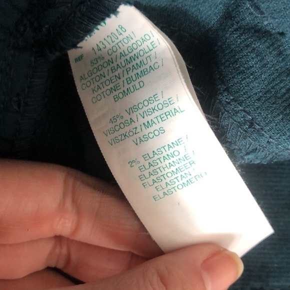 MANGO Basics Emerald Green Mid Rise Skinny Corduroy Pant Size 6 - Picture 10 of 10